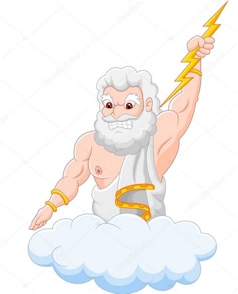 Fotos: zeus animadas | Zeus con el rayo de la historieta — Vector de ...