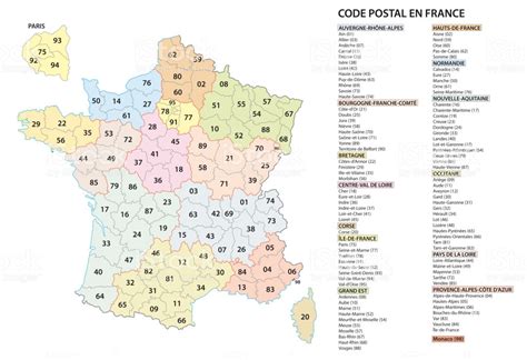 France 2 Chiffres Codes Postaux Code Postal Vecteur Carte ...
