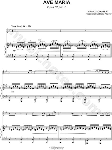 Franz Schubert  Ave Maria, Opus 52, No. 6   Piano ...