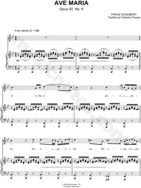 Franz Schubert  Ave Maria   Opus 52, No. 6  Sheet Music in ...