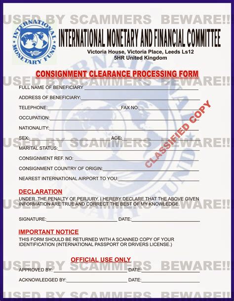 FRAUD FYI: Fake consignment form, fake IMF ID and fake ...