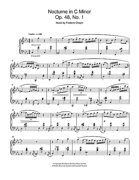 Frederic Chopin  Nocturne In C Minor Op.48, No.1  Sheet ...