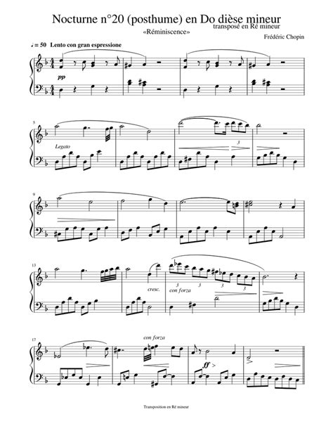 Frédéric Chopin   Nocturne n°20 sheet music for Piano ...
