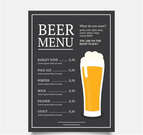 FREE 14+ Beer Menu Examples in PSD | AI | EPS Vector ...
