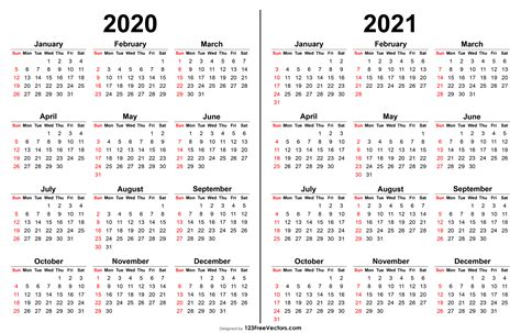 Free 2020 2021 Calendar