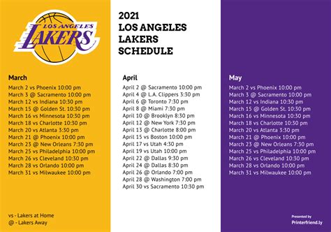 Free 2021 Los Angeles Lakers team schedule and TV schedule  Updated for ...