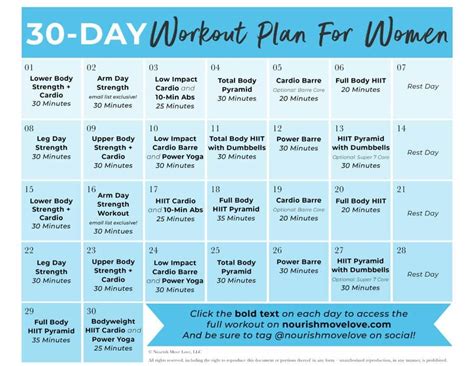 Free 30 Day Home Workout Plan | Nourish Move Love