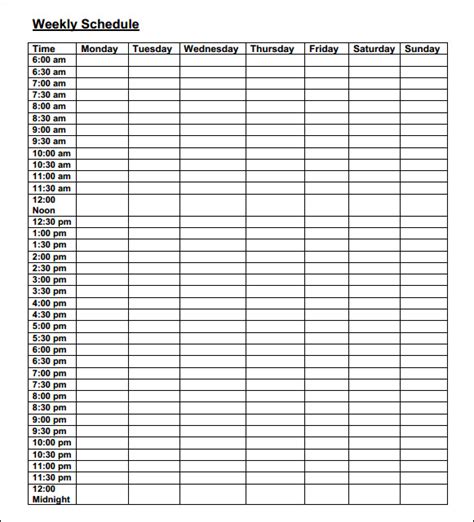 FREE 37+ Sample Weekly Schedule Templates in Google Docs ...