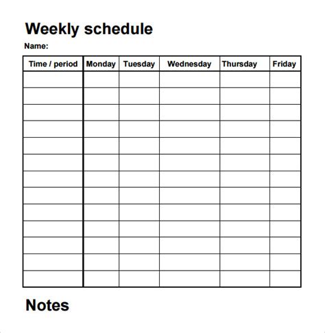 FREE 4+ Sample Blank Schedule Templates in PDF | MS Word