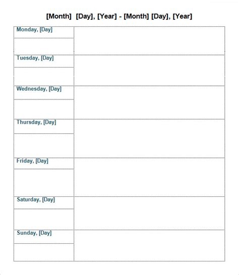 FREE 4+ Sample Blank Schedule Templates in PDF | MS Word