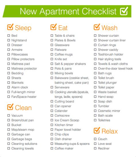 FREE 8+ New Apartment Checklist Samples in Google Docs ...