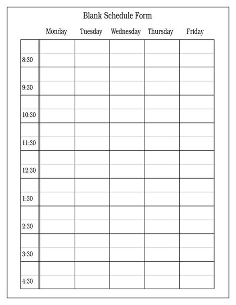 free blank class roster printable | Blank Schedule Form ...