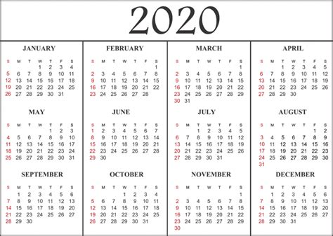 Free Blank Monthly 2020 Printable Calendar Template | Free ...