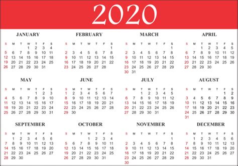 Free Blank Printable Calendar 2020 Template in PDF, Excel ...