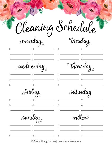 Free Cleaning Schedule Printable | Cleaning Checklist