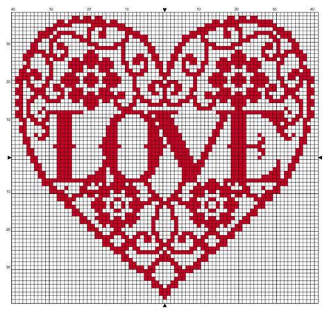 Free cross stitch pattern for Valentine’s. 79 x 75 ...