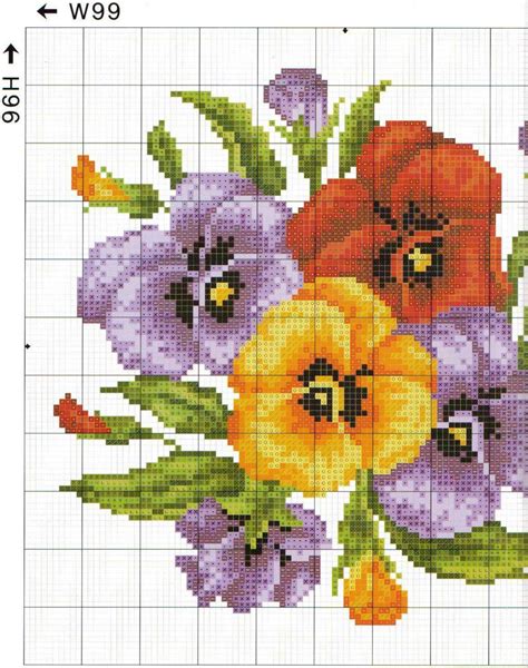 Free Cross stitch pattern Pansies | DIY 100 Ideas
