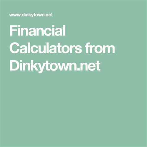 Free Online Financial Calculators   Dinkytown | Financial ...