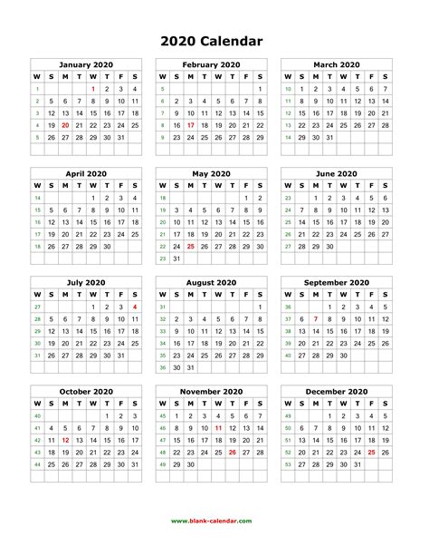 Free Printable 12 Month Calendar 2020 | Qualads