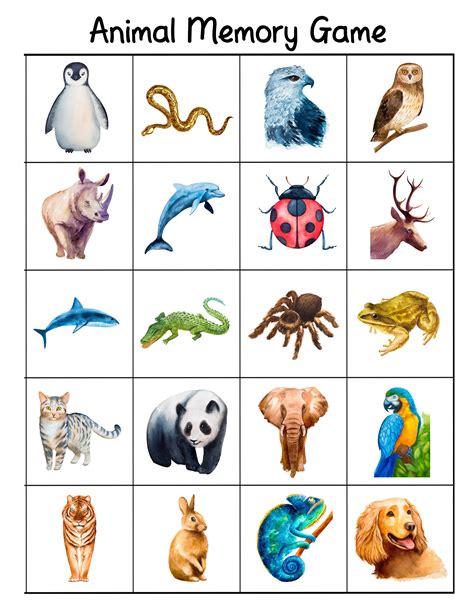 Free Printable Bilingual Animal Matching Cards And Memory Game   For ...