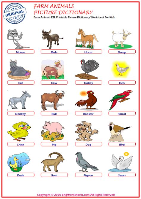 Free Printable English Farm Animals ESL Worksheets, Farm Animals ...