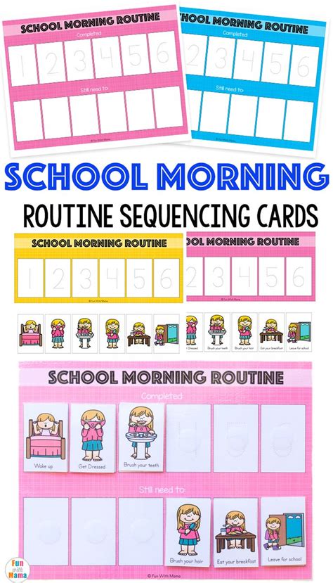 Free printable kids school morning routine cards ...