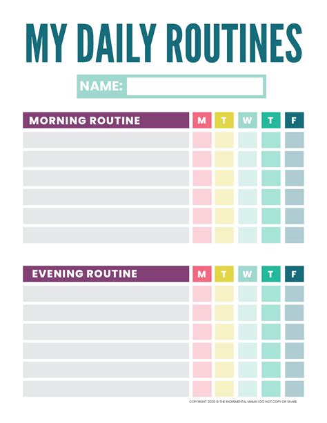 Free Printable Kid’s Daily Routine Chart Template | Daily ...
