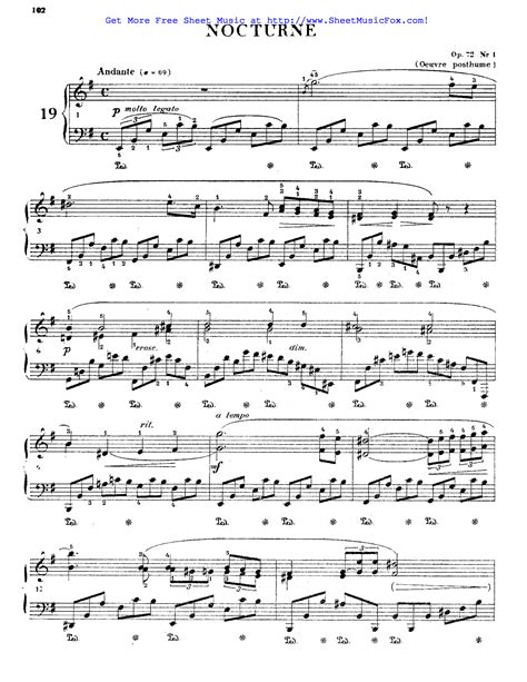Free sheet music for Nocturne in E minor, Op.72 No.1 ...