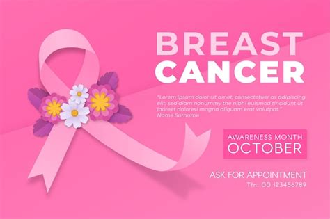 Free Vector | Breast cancer awareness month banner with flowers