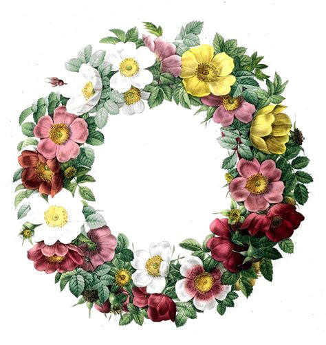 Free Vintage Clip Art   Rose Wreath   The Graphics Fairy