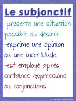 French subjunctive posters by Mme R s French Resources | TpT