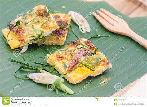 Fried Eggs With Banana Leaf Stock Image   Image of cooking ...
