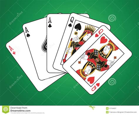 Full House Of Three Aces And Two Queens Stock Vector ...