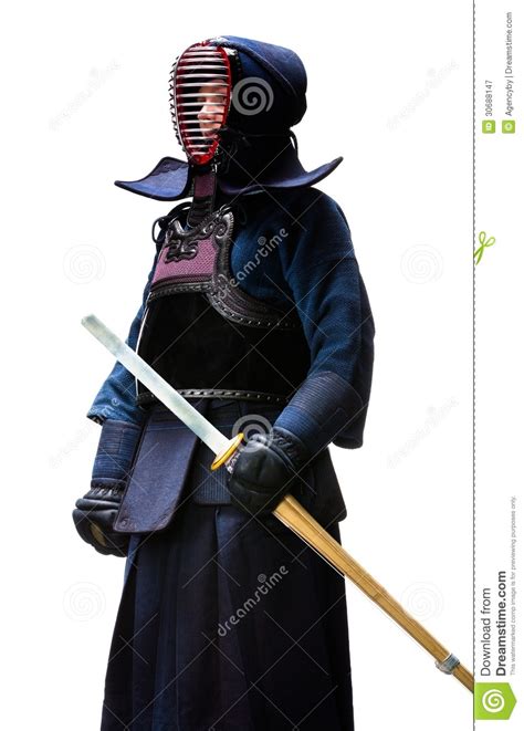 Full Length Portrait Of Kendo Fighter Stock Image   Image ...
