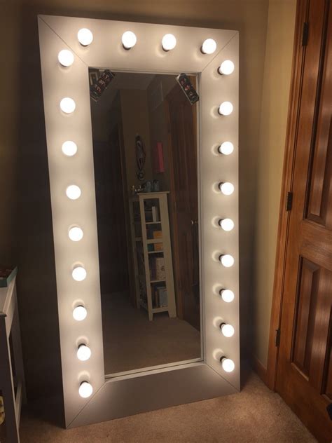 Full Length Vanity/ Selfie Mirror with Lights   IKEA Hackers
