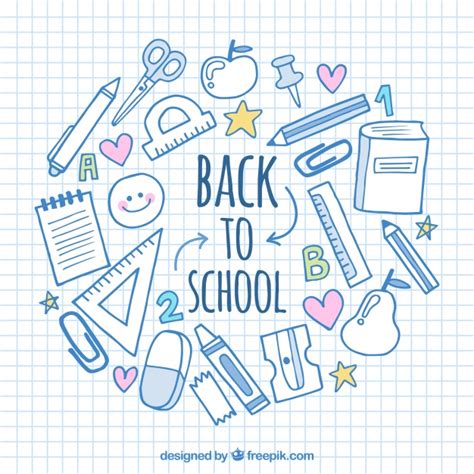 Fun background with hand drawn school elements Vector ...