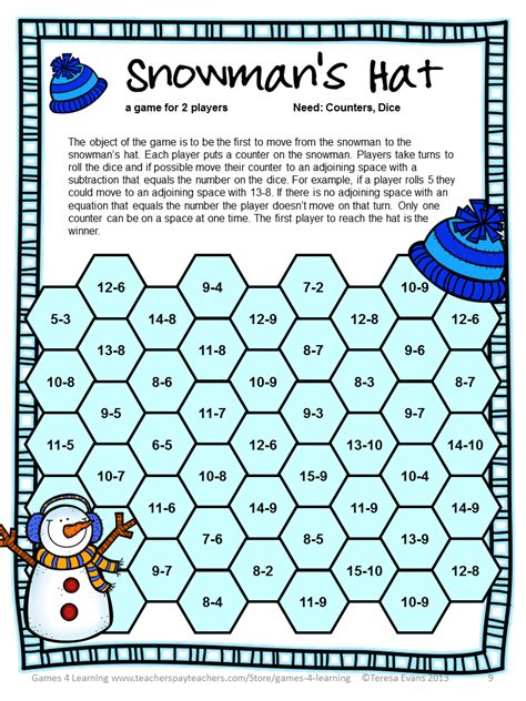 Fun Games 4 Learning: Snowman Math Bump Games Freebies