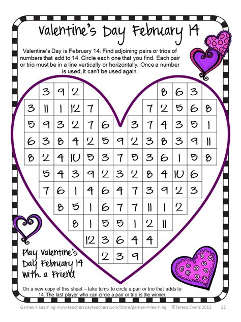 Fun Games 4 Learning: Valentine s Day Math Freebies