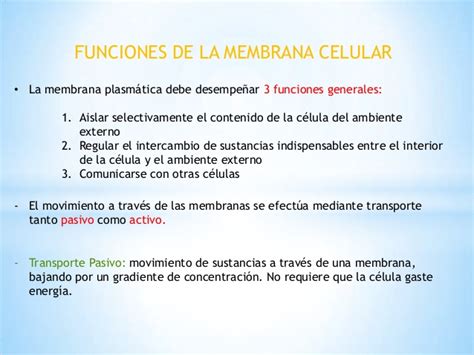 Funciones de la Membrana Celular
