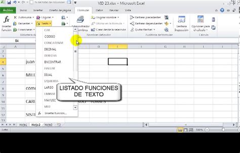Funciones de texto en Excel 2010   YouTube