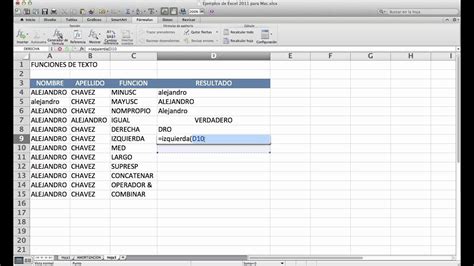 FUNCIONES DE TEXTO en Excel 2011 para Mac   YouTube