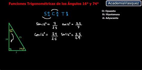 Funciones Trigonométricas de los Ángulos: 16° y 74°   YouTube