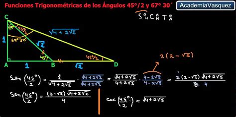 Funciones Trigonométricas de los Ángulos 45°/2 y 67°30 ...