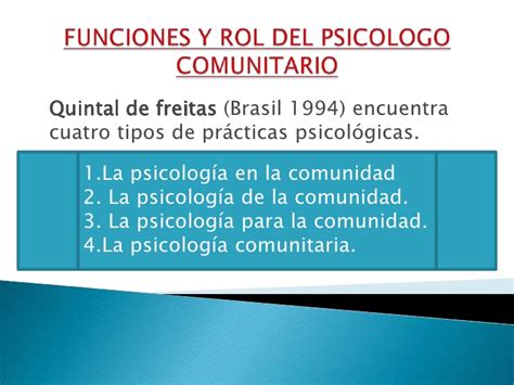 Funciones y rol del psicologo comunitario
