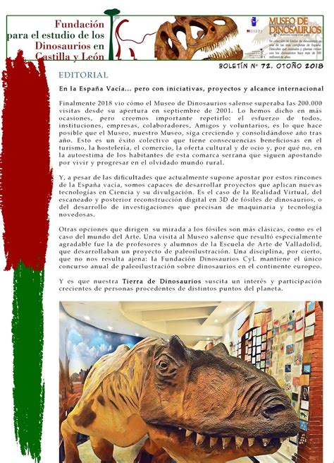 Fundacion Dinosaurios Cyl: Boletín Informativo número 72, otoño 2018