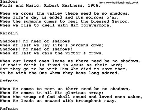 Funeral Hymn: Shadows, lyrics, and PDF