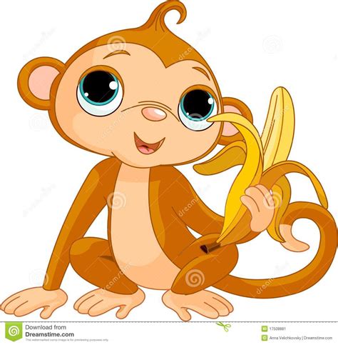 Funny Monkey with banana stock vector. Illustration of ...