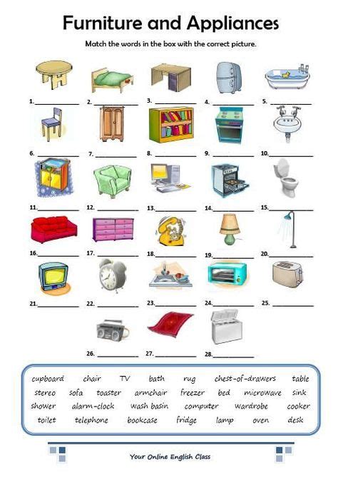 furniture and appliances | School | Muebles en ingles, Vocabulario en ...