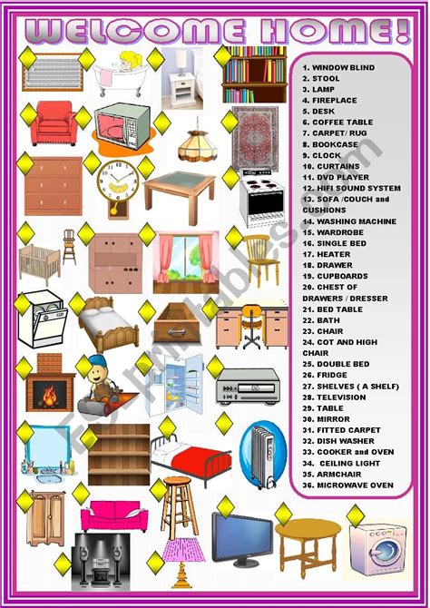 furniture :matching activity.   ESL worksheet by spied d aignel