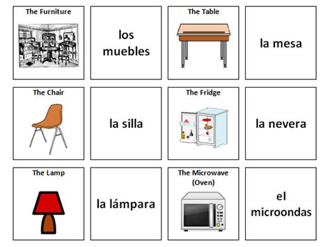 Furniture: Spanish Vocabulary Card Sort | Teaching Resources